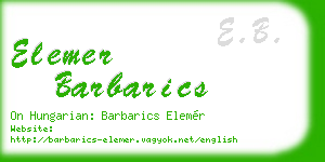 elemer barbarics business card